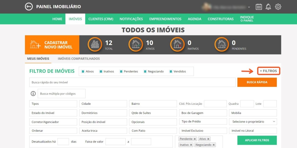 009 | Busca LÓGICA de IMÓVEIS através do botão > + FILTRO