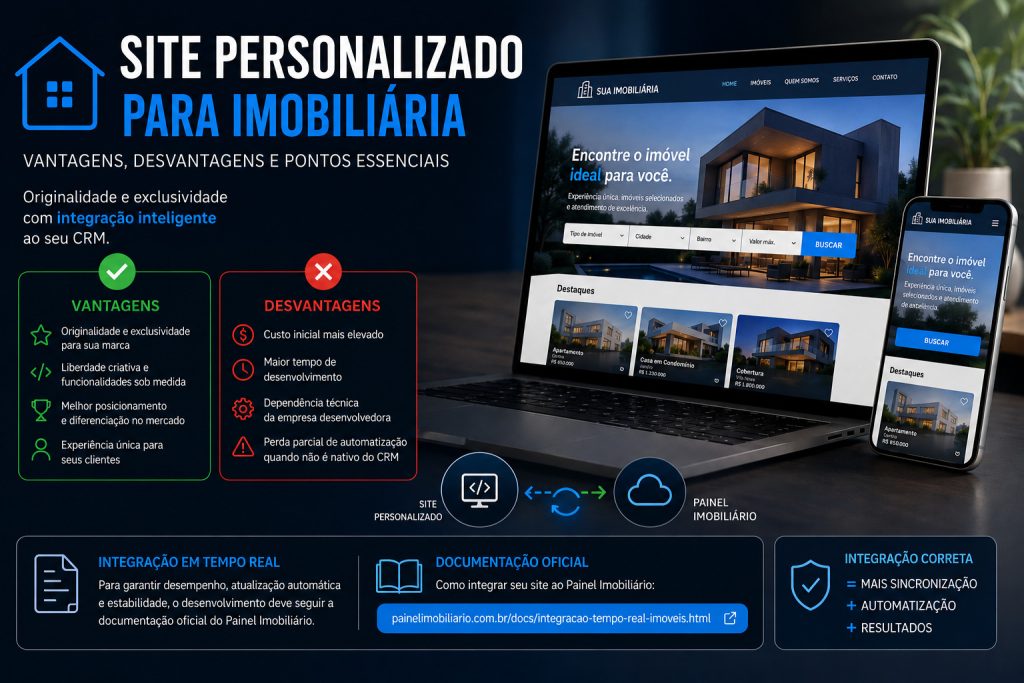 Como integrar seu próprio website com o Painel Imobiliário. Orientação e Documentação para Desenvolvedores